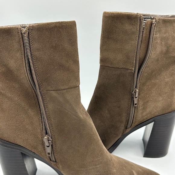 Steve Madden Suede Ankle Boots Brown 7M Euro Chic Clean Girl Block Heel - Picture 8 of 12